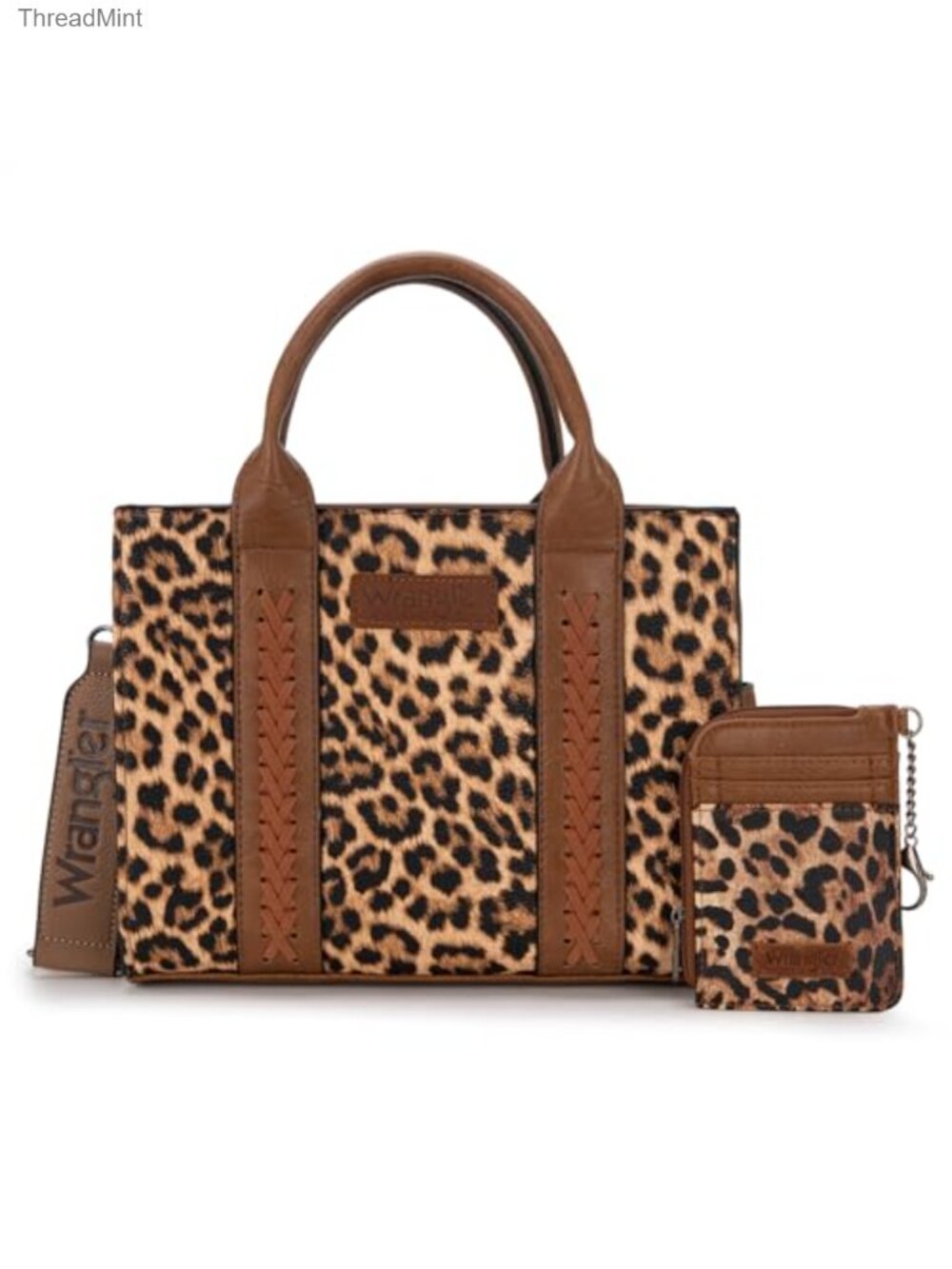 Western Tote Bag with Card Holder Faux Leather Satchel
